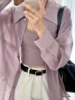 2023夏季防紫外线淡紫色，防晒衬衫外穿女韩版通勤宽松雪纺衬衣开衫