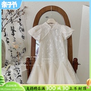 女童改良旗袍裙夏季儿童新中式，连衣裙洋气小女孩中国风白色公主裙