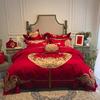 结婚床上用品全棉婚庆红色四件套，新中式婚礼婚房布置1.8米2米床
