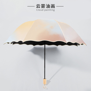 雨伞女折叠晴雨两用防晒防紫外线遮阳伞公主风，结实抗风自动太阳伞