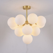 全铜北欧轻奢客厅吊灯法式奶油风卧室餐厅灯简约公寓复式楼梯灯具