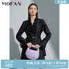 mofan摩凡2023春款荷叶，边领设计感黑色，休闲西装外套女小西服上衣