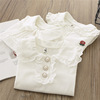 春秋1岁女宝宝纯棉长袖T恤3女童娃娃领上衣打底衫2儿童珍珠扣衬衫