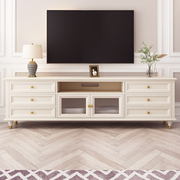 光明美式实木电视柜白色客厅地柜，茶几组合现代简约小户型储物简欧