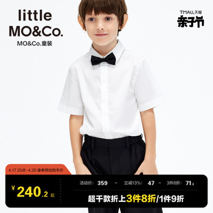 含领结-little moco童装夏装男童短袖白衬衫儿童演出服衬衣上衣