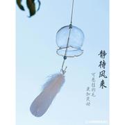 日式透明玻璃风铃挂饰diy材料包户外阳台幼儿园手绘铃铛