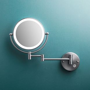 卫生间不锈钢化妆镜可伸缩壁挂免打孔折叠美容镜酒店放大镜子浴室