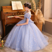 女童主持人晚礼服2022春季儿童婚纱公主裙花童钢琴演出服走秀礼服