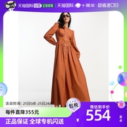 香港直邮潮奢 ASOS 女士设计棉质低腰拉链长款连衣裙(烟草色)
