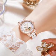 品牌镶钻夜光女士手表机械自动时尚，女表精致瑞士陶瓷手表女防水