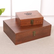 桌面收纳盒木盒子带锁zakka明信片文件整理箱长方形大号木证件盒
