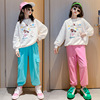 卡通长裤套装秋季两件套韩版女印花卫衣糖果色秋装，中大童新2022童