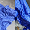 pu涂层宝蓝色环保纸特卫强布料复合搓捏褶皱，创意设计师服装面料