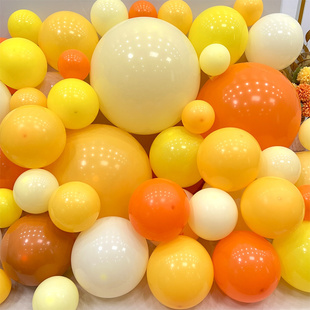 5101218寸橙色黄色，气球加厚柠檬黄马卡龙(马卡龙，)黄橘色(黄橘色)幼儿园装饰气球
