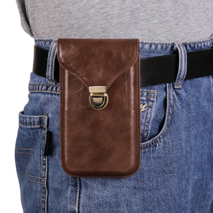 挂腰包适用苹果15promax华为mate60小米oppo手机袋，竖皮套穿皮带男