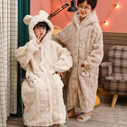 秋冬季儿童睡袍珊瑚绒，加厚男童浴袍，法兰绒加长款宝宝睡衣女孩睡袍