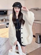 春秋韩系披肩外搭开衫高级慵懒针织，外套女长袖，上衣宽松时尚薄毛衣
