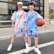 篮球服女童比赛队服训练男童足球服运动短袖透气儿童姐弟定制套装