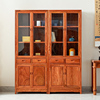 花梨木书柜实木家用玻璃门，中式置物柜书架，红木家具刺猬紫檀书橱柜