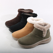 冬季反毛皮雪地靴一脚蹬加绒防寒保暖轻便舒适厚底短筒女靴4色S13