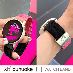 xit适用华为gt3pro手表表带watch3pro尼龙编织GT2pro夏季watch4pro可爱女生创意芭比粉黑双色运动手表带