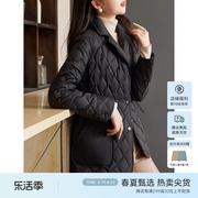 XWI/欣未轻薄鸭绒立领羽绒服女2023冬季收腰显身材中长款黑色外套