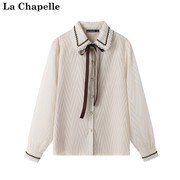 拉夏贝尔lachapelle法式蝴蝶结雪纺，衬衫女娃娃，领蕾丝打底衫上衣