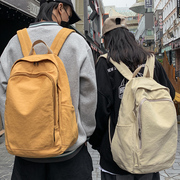 原创帆布双肩包女大学生书包，简约原宿高中，生男旅行大容量复古背包
