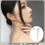 CHENSHOP设计师Juunngle Lab不对称流苏耳坠镀金锆石耳环