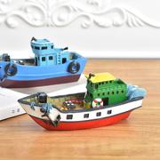 地中海彩绘树脂船摆件小船，模型创意家居，帆船摆件旅游纪念品18