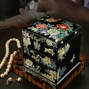 螺钿漆器首饰盒木质珠宝结婚收纳中式饰品盒多层结婚礼物