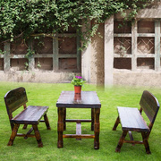 户外庭院花园阳台桌椅实木碳化防腐桌椅露台餐厅，休闲桌椅定制