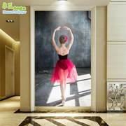 芭蕾舞女孩壁纸舞蹈培训室，墙纸走廊过道，玄关壁画欧式现代复古墙布