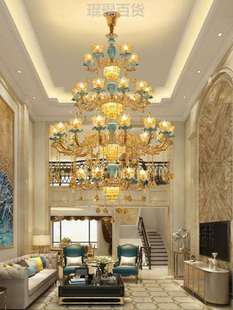 复式楼大吊灯欧式水晶灯陶瓷，三层客厅酒店，楼梯跃层别广东中山灯具