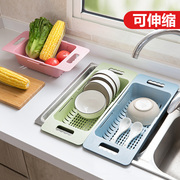 可伸缩水槽沥水架塑料放碗筷架子家用厨房置物架碗碟架蔬菜收纳架