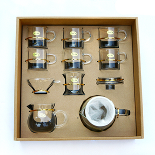 玻璃茶具套装家用透明茶杯，办公室客厅耐热玻璃功夫，茶具泡茶壶礼盒