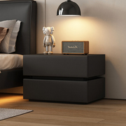 意式床头柜实木奶油风高端卧室床边柜简约现代黑色落地置物架