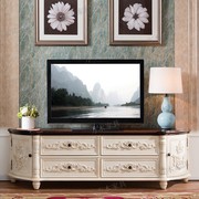欧式电视柜实木美o式弧形，影视柜卧室小地柜雕花彩绘1.41.8