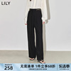 lily2024春女装微阔通勤气质，显瘦直筒高腰垂感休闲裤，女拖地裤