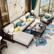 新中式沙发古典中式禅意轻奢现代简约客厅，家具全实木布艺沙发组合