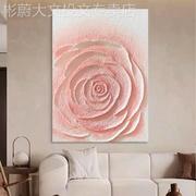 网红大芬玄村油画手绘抽象粉玫瑰关装饰画现代客厅背景色墙餐厅挂