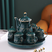 欧式旋转托盘水具套装家用客厅陪嫁茶具轻奢茶壶茶杯具水杯子陶瓷