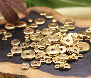 黄铜珠子真空镀金24k隔珠隔片散珠饰品配件diy串珠，手链手串材料