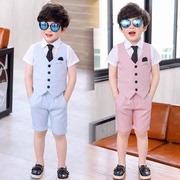 夏款童装韩版男童小西装马甲，表演礼服套装，儿童西服演出服三件套潮
