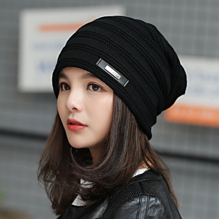 帽子女秋冬季包头帽(包头帽)韩版潮套头帽堆堆帽休闲针织头巾帽睡帽月子帽