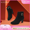 卡迪娜秋冬商务，通勤圆头粗跟高跟时装靴女短靴ka11513
