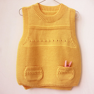 纯手工编织婴幼儿童羊毛线背心毛衣 1－3岁宝宝春秋套头马夹坎肩