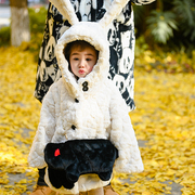 「白兔兔星人」古吉一家男女童装，秋冬加绒毛毛外套兔毛，儿童毛大衣(毛大衣)