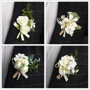 韩式西式结婚新娘新郎胸花，婚礼手腕花白色，森系伴娘姐妹团襟花西装