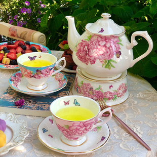 骨瓷咖啡杯英式下午茶杯红茶茶壶，茶具家用盘子，家居装饰摆设茶具